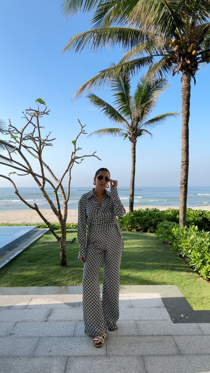 Wrap shirt and matching pants