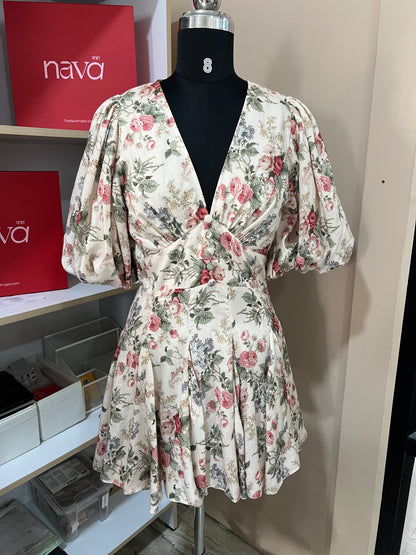 Crème Fleur Skater Dress (Ready to ship)
